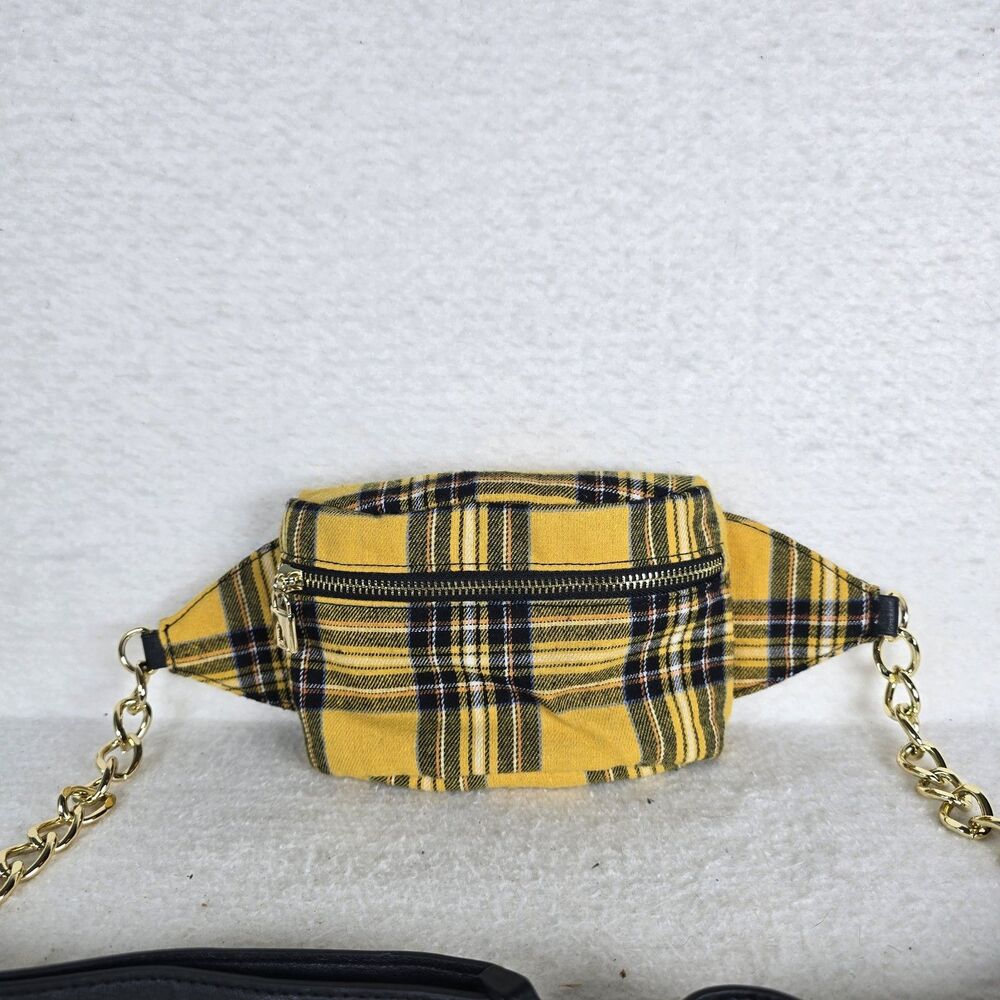No Boundaries Punk Fanny Pack Waist Pack Cross Body Chain Gold Tone Black Y2K